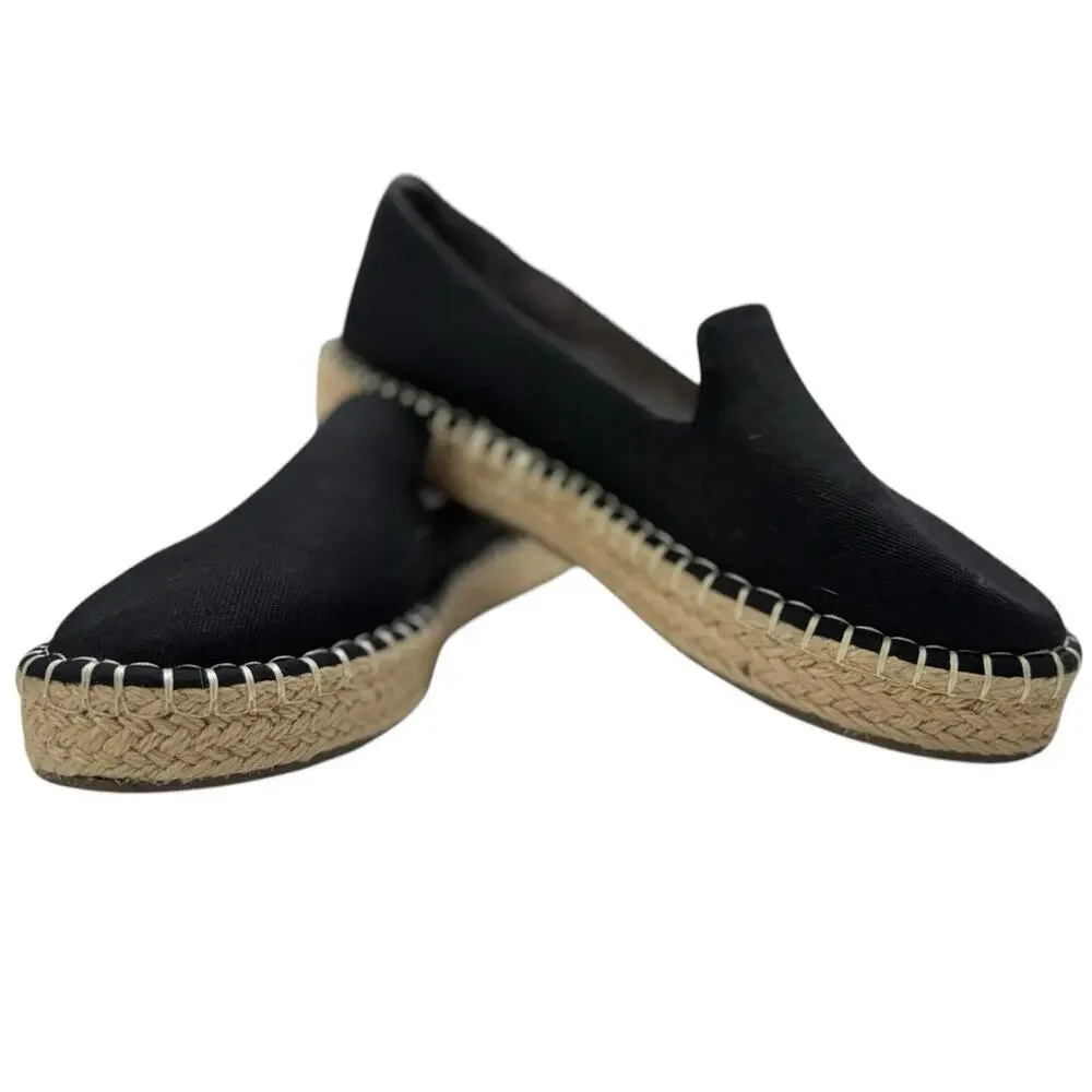 NWOT Joie Cara Espadrille Slip On Shoes in Black Canvas 8M